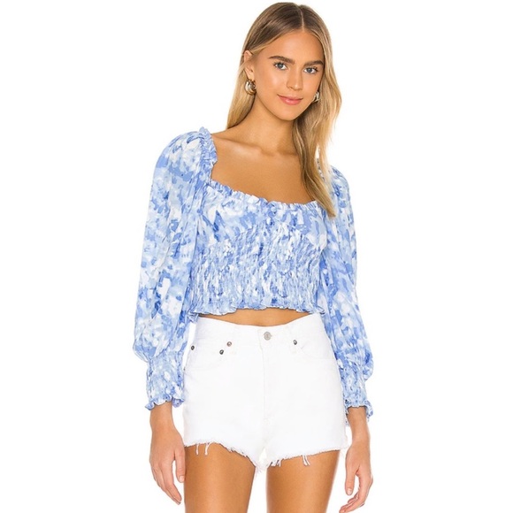 Faithfull the Brand Tops - Faithfull the Brand willow roos tie dye blue crop top sweetheart neckline bodice